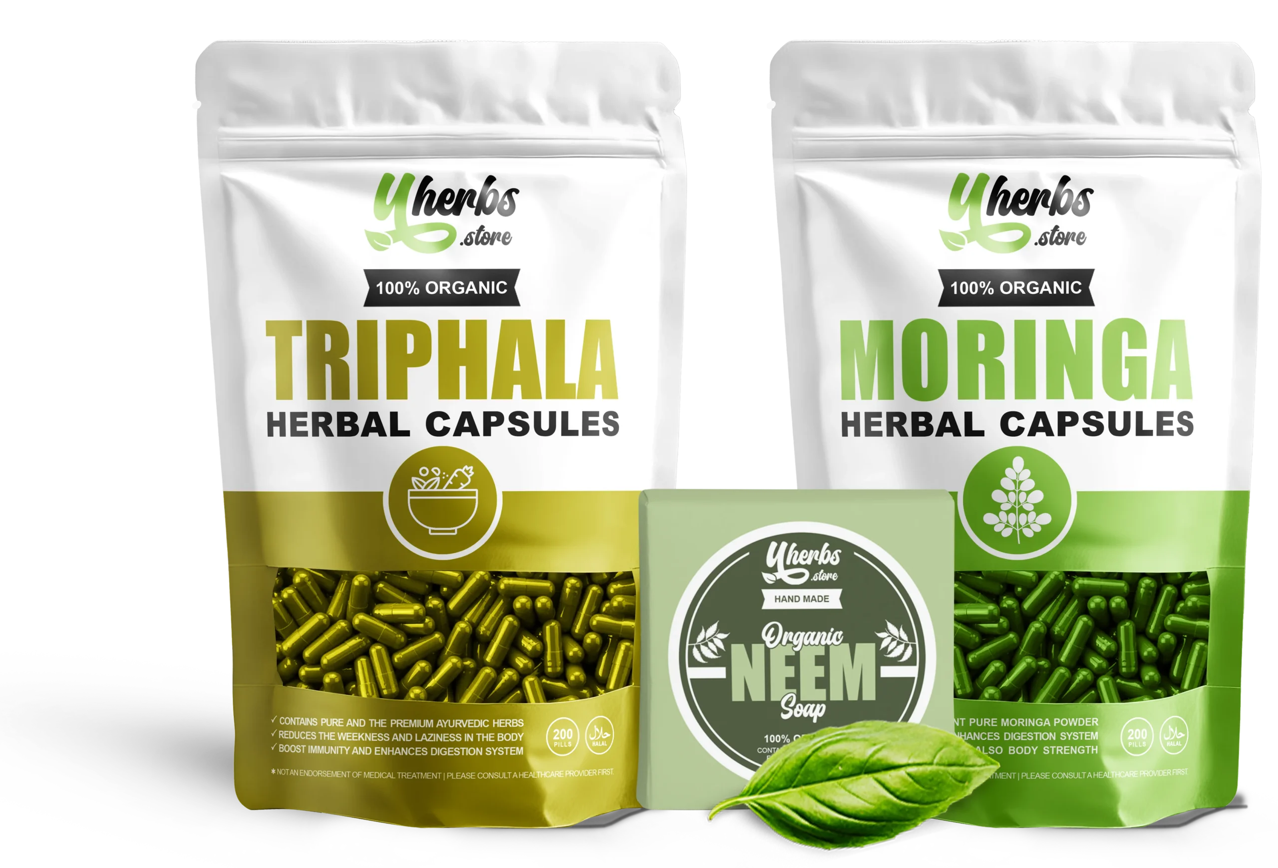 Organic, herbal, ayurvedic products. Moringa, Triphala and Neem.
